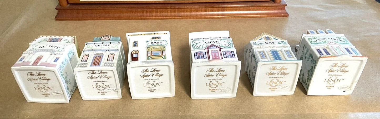 Vintage Porcelain Lenox Complete Spice Village & Rack,24 Spice CottagesVGC, 1989