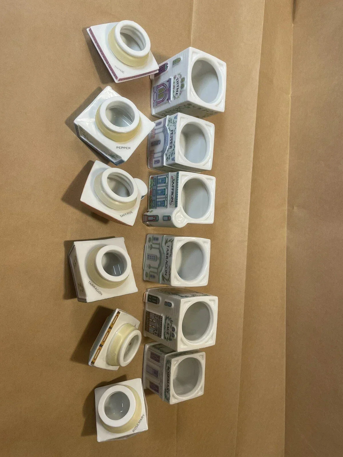 Vintage Porcelain Lenox Complete Spice Village & Rack,24 Spice CottagesVGC, 1989