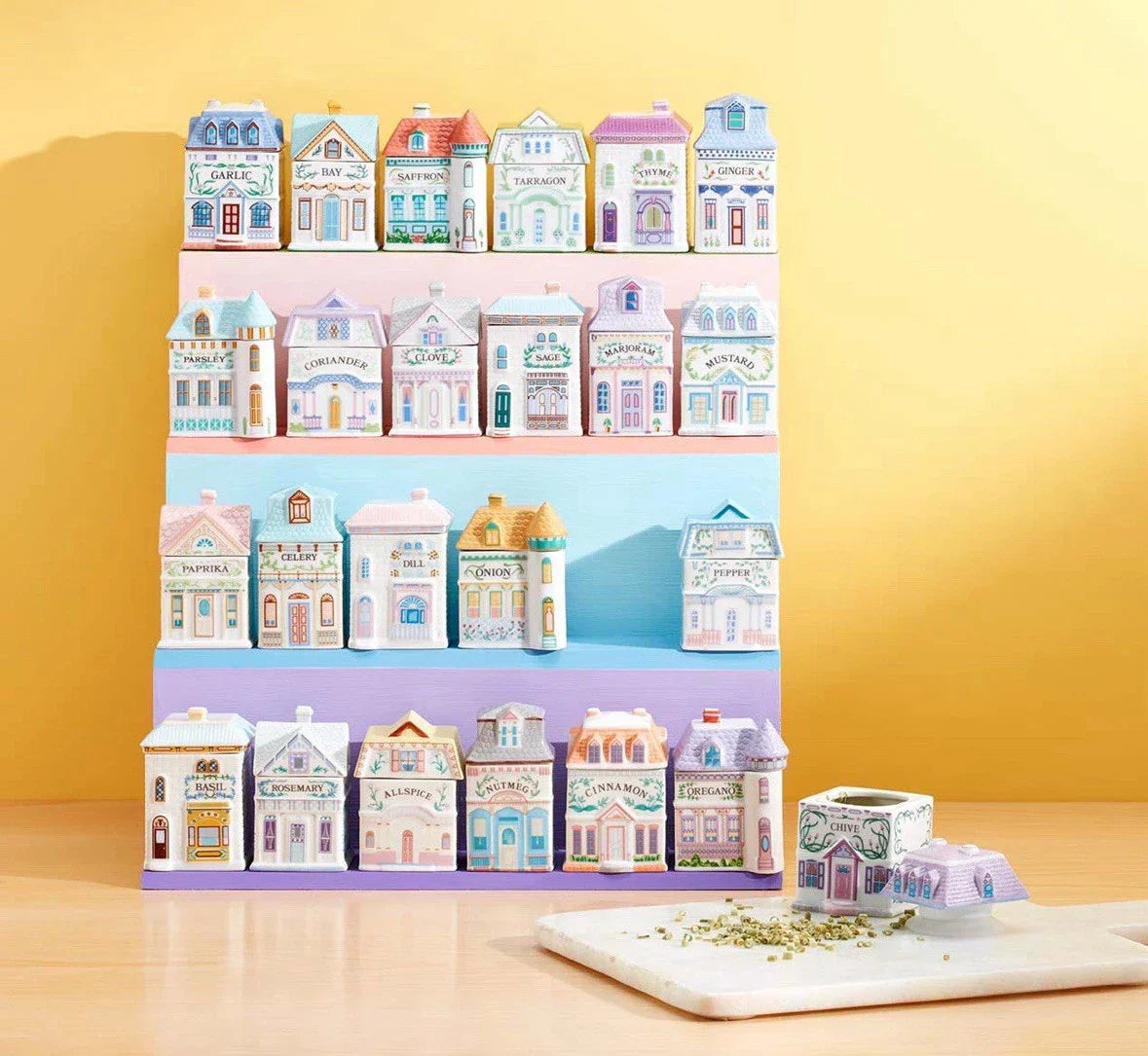 2024 Lenox Spice Village 24 Jar Complete Set & Spice Rack BUNDLE!