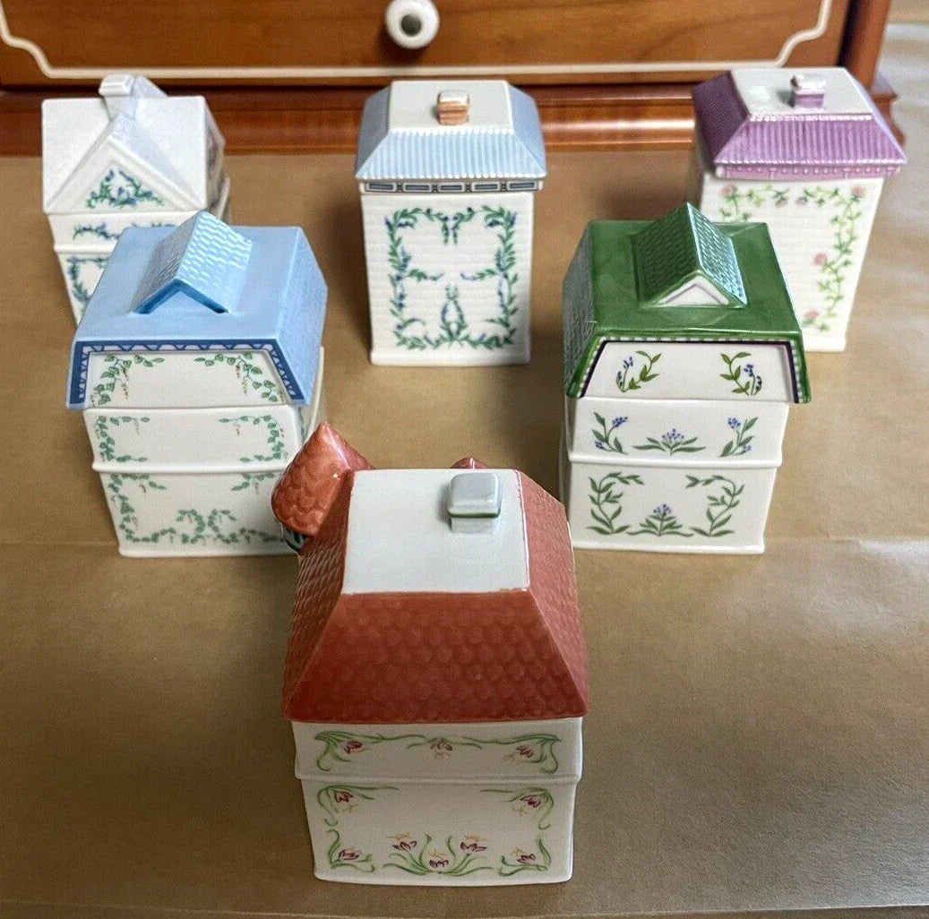 Vintage Porcelain Lenox Complete Spice Village & Rack,24 Spice CottagesVGC, 1989