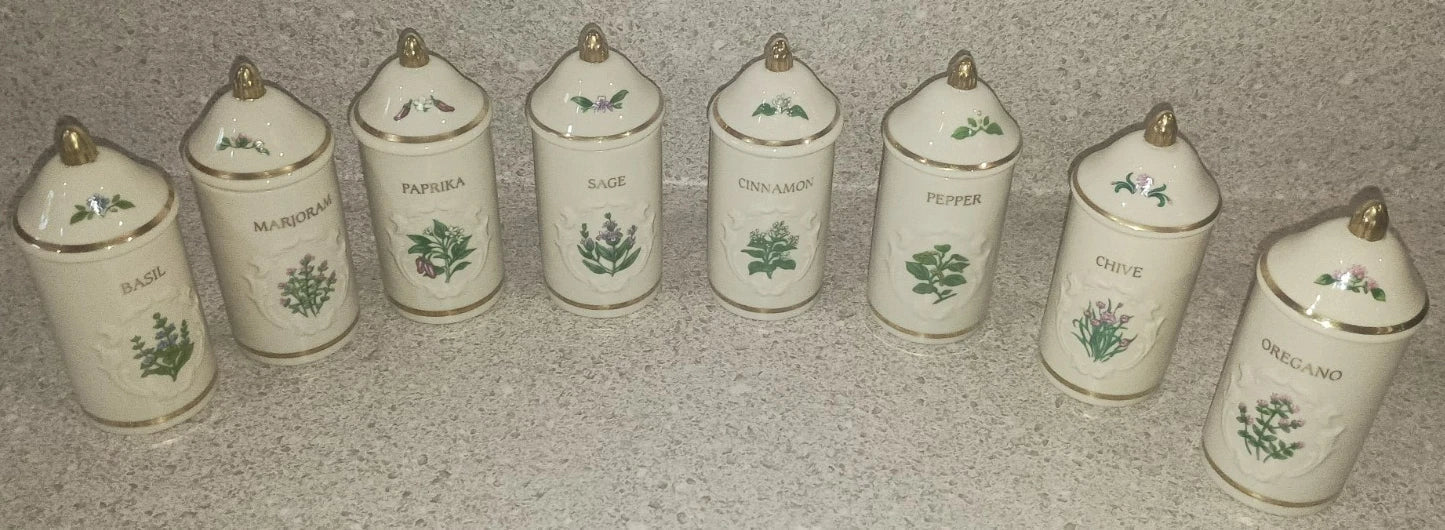 VTG 1992 Lenox Spice Garden 24Jar Complete Set W/ Original Cherry Wood Wall Rack