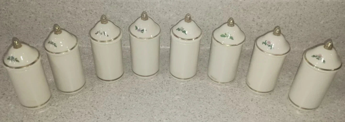 VTG 1992 Lenox Spice Garden 24Jar Complete Set W/ Original Cherry Wood Wall Rack