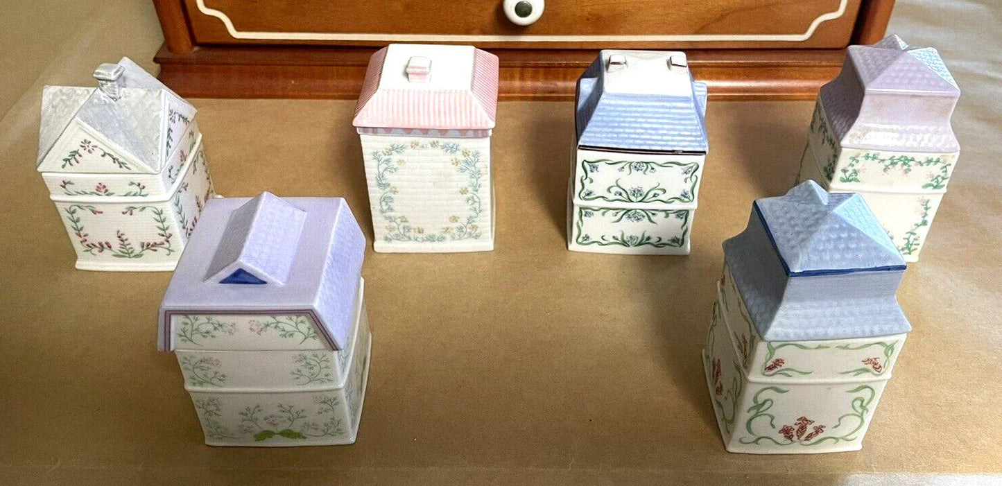 Vintage Porcelain Lenox Complete Spice Village & Rack,24 Spice CottagesVGC, 1989